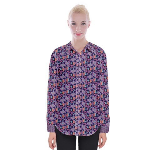 Trippy Cool Pattern Womens Long Sleeve Shirt by designsbymallika