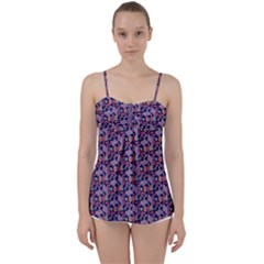 Trippy Cool Pattern Babydoll Tankini Top by designsbymallika