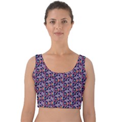 Trippy Cool Pattern Velvet Crop Top by designsbymallika