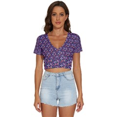 Trippy Cool Pattern V-neck Crop Top by designsbymallika