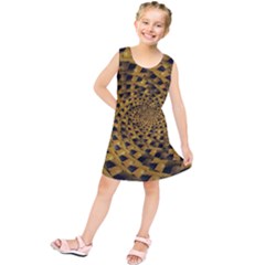 Spiral Symmetry Geometric Pattern Black Backgrond Kids  Tunic Dress by dflcprintsclothing