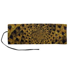 Spiral Symmetry Geometric Pattern Black Backgrond Roll Up Canvas Pencil Holder (m) by dflcprintsclothing