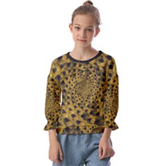 Spiral Symmetry Geometric Pattern Black Backgrond Kids  Cuff Sleeve Top