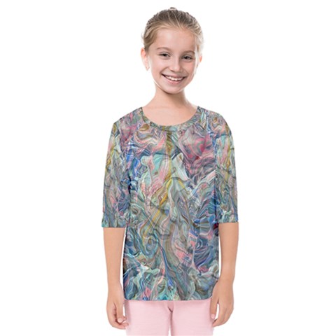 Abstract Flows Kids  Quarter Sleeve Raglan T-shirt by kaleidomarblingart