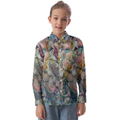 Abstract Flows Kids  Long Sleeve Shirt by kaleidomarblingart