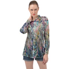 Abstract Flows Long Sleeve Satin Shirt