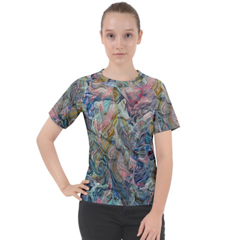 Abstract Flows Women s Sport Raglan T-shirt by kaleidomarblingart