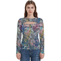 Abstract Flows Women s Cut Out Long Sleeve T-shirt by kaleidomarblingart