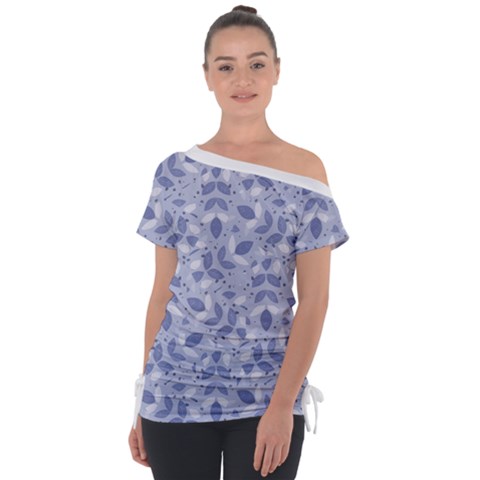 Pastel Botanic Harmony Collage Off Shoulder Tie-up T-shirt by dflcprintsclothing