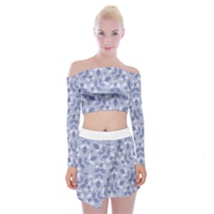 Pastel Botanic Harmony Collage Off Shoulder Top With Mini Skirt Set by dflcprintsclothing