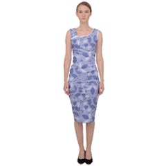 Pastel Botanic Harmony Collage Sleeveless Pencil Dress