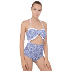 Pastel Botanic Harmony Collage Scallop Top Cut Out Swimsuit