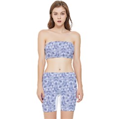 Pastel Botanic Harmony Collage Stretch Shorts And Tube Top Set