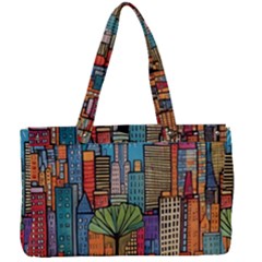 City New York Nyc Skyscraper Skyline Downtown Night Business Urban Travel Landmark Building Architec Canvas Work Bag by Posterlux