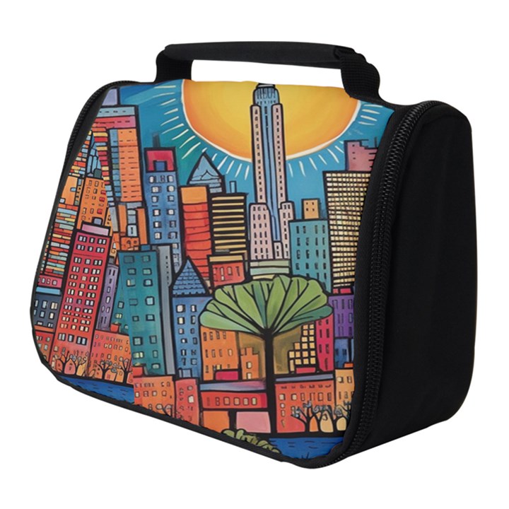 City New York Nyc Skyscraper Skyline Downtown Night Business Urban Travel Landmark Building Architec Full Print Travel Pouch (Small)