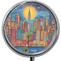 City New York Nyc Skyscraper Skyline Downtown Night Business Urban Travel Landmark Building Architec Mini Round Pill Box View1