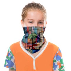 City New York Nyc Skyscraper Skyline Downtown Night Business Urban Travel Landmark Building Architec Face Covering Bandana (kids) by Posterlux