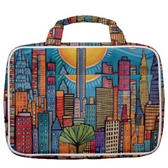 City New York Nyc Skyscraper Skyline Downtown Night Business Urban Travel Landmark Building Architec Travel Toiletry Bag With Hanging Hook