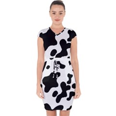 Cow Pattern Capsleeve Drawstring Dress  by Ket1n9