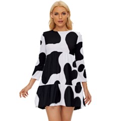 Cow Pattern Long Sleeve Babydoll Dress by Ket1n9