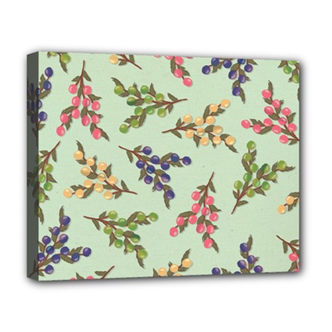 Berries Flowers Pattern Print Deluxe Canvas 20  X 16  (stretched)