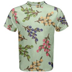 Berries Flowers Pattern Print Men s Cotton T-shirt