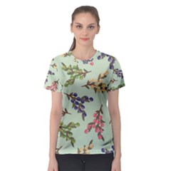 Berries Flowers Pattern Print Women s Sport Mesh T-shirt