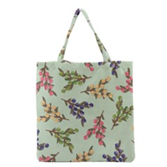 Berries Flowers Pattern Print Grocery Tote Bag