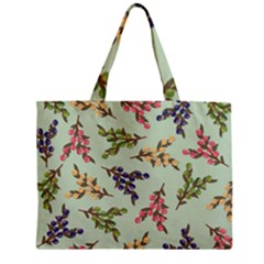 Berries Flowers Pattern Print Zipper Mini Tote Bag