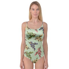 Berries Flowers Pattern Print Camisole Leotard 