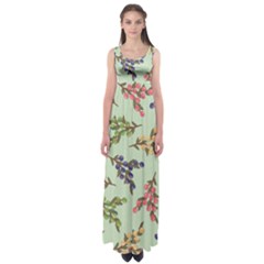 Berries Flowers Pattern Print Empire Waist Maxi Dress