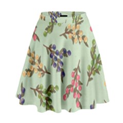 Berries Flowers Pattern Print High Waist Skirt