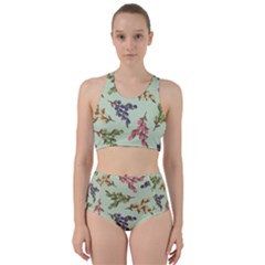 Berries Flowers Pattern Print Racer Back Bikini Set