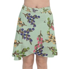 Berries Flowers Pattern Print Chiffon Wrap Front Skirt