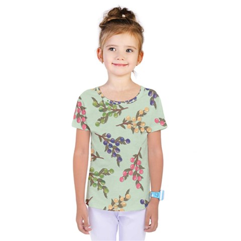 Berries Flowers Pattern Print Kids  One Piece T-shirt by Maspions