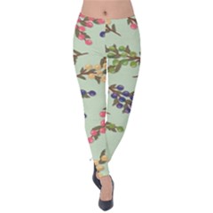 Berries Flowers Pattern Print Velvet Leggings