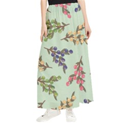 Berries Flowers Pattern Print Maxi Chiffon Skirt by Maspions