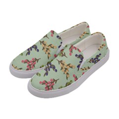 Berries Flowers Pattern Print Women s Canvas Slip Ons