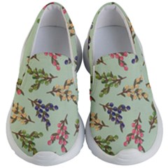 Berries Flowers Pattern Print Kids Lightweight Slip Ons by Maspions