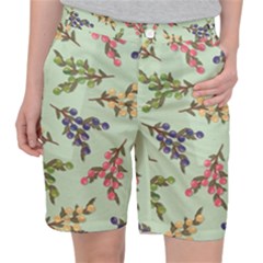 Berries Flowers Pattern Print Women s Pocket Shorts