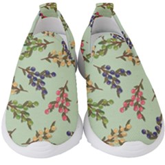 Berries Flowers Pattern Print Kids  Slip On Sneakers by Maspions