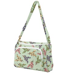 Berries Flowers Pattern Print Front Pocket Crossbody Bag