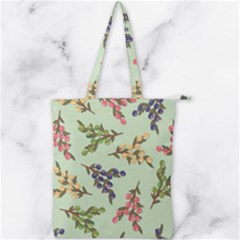 Berries Flowers Pattern Print Double Zip Up Tote Bag by Maspions