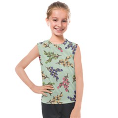 Berries Flowers Pattern Print Kids  Mesh Tank Top