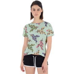 Berries Flowers Pattern Print Open Back Sport T-shirt