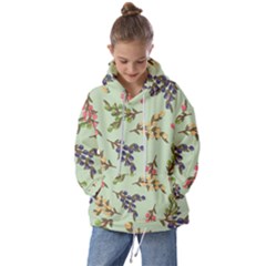 Berries Flowers Pattern Print Kids  Oversized Hoodie by Maspions