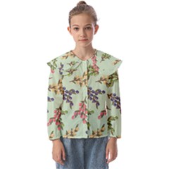 Berries Flowers Pattern Print Kids  Peter Pan Collar Blouse