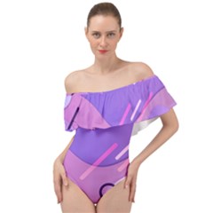 Colorful Labstract Wallpaper Theme Off Shoulder Velour Bodysuit  by Apen