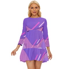 Colorful Labstract Wallpaper Theme Long Sleeve Babydoll Dress by Apen