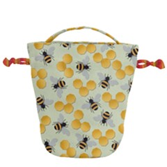 Bees Pattern Honey Bee Bug Honeycomb Honey Beehive Drawstring Bucket Bag by Bedest